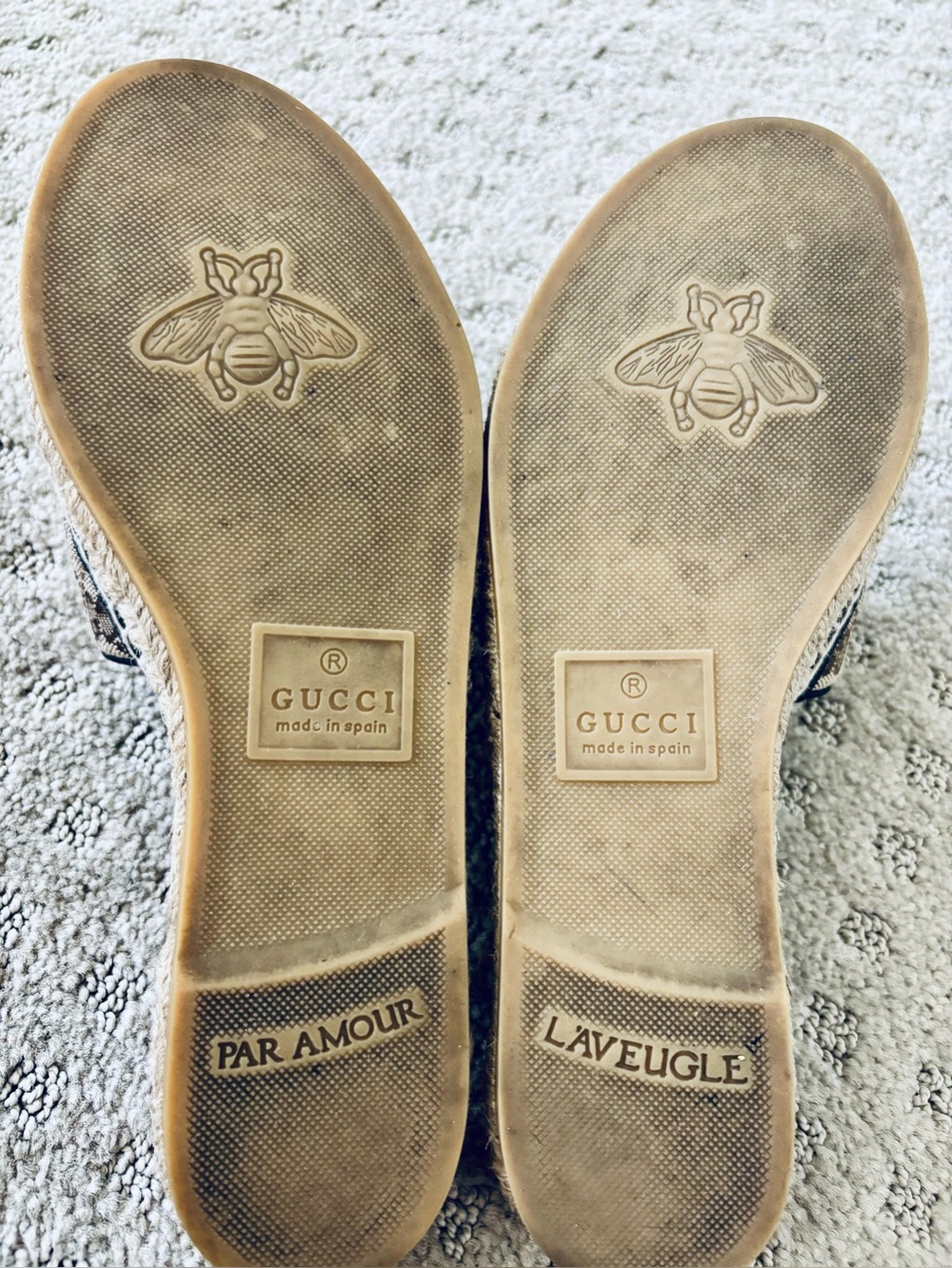 Gucci Pilar Original GG Canvas Espadrille Slide Sandal Sz 38 1/2 Eur - 7 1/2 U.S - Picture 12 of 14
